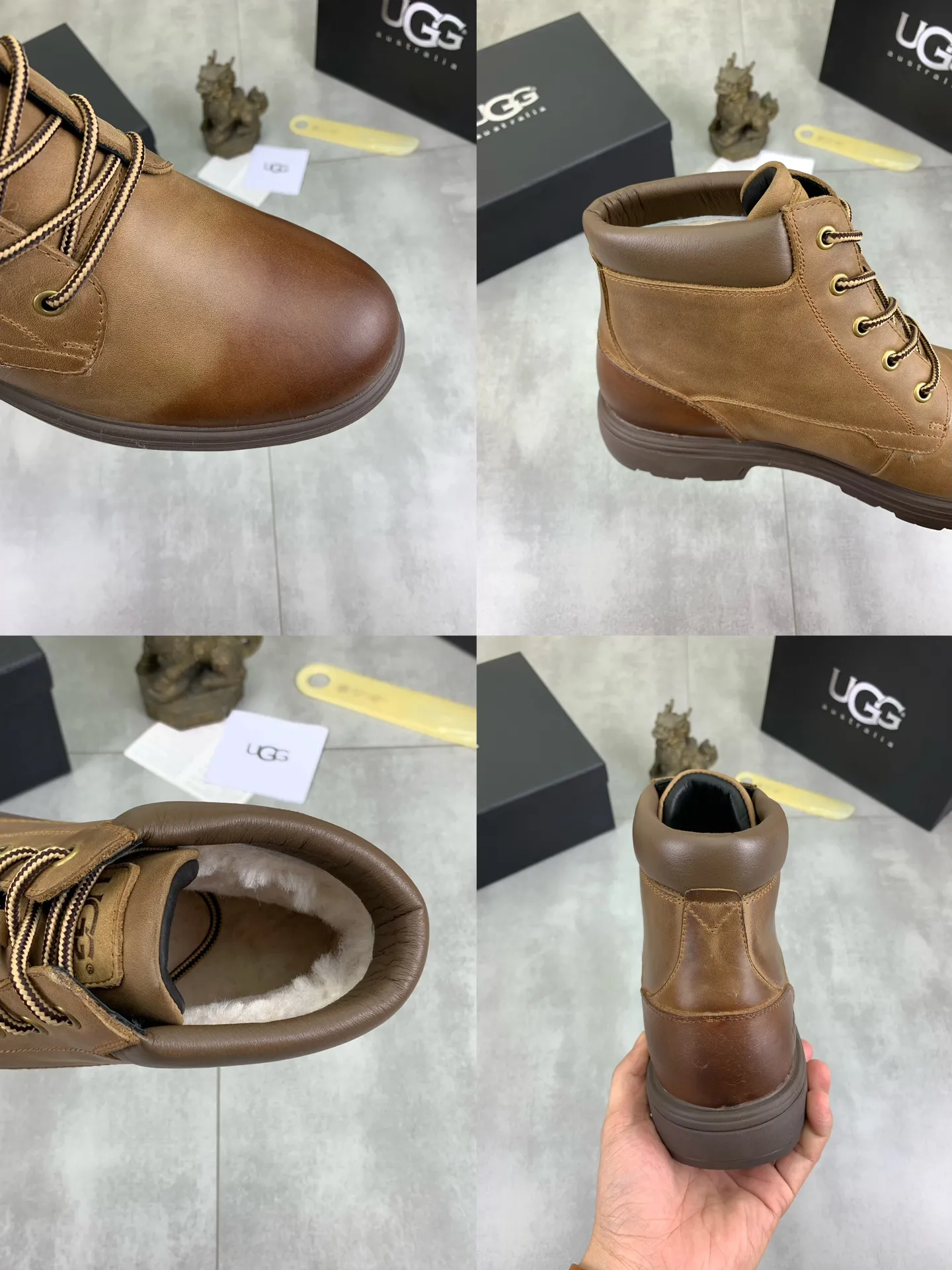 Factory price P640 💶[UGG] (full wool lining) Top-end high-quality fur integrated warm snow boots from Australia's warm luxury men's shoes brand, UGG-5877 official website synchronized, made of imported cowhide, carefully sewn...Imported rubber outsole (comfortable, soft, wear-resistant) The quality is really great...Exquisite workmanship, you can't put it down at first sight, code number: 39-44 Color: 3️⃣colors available